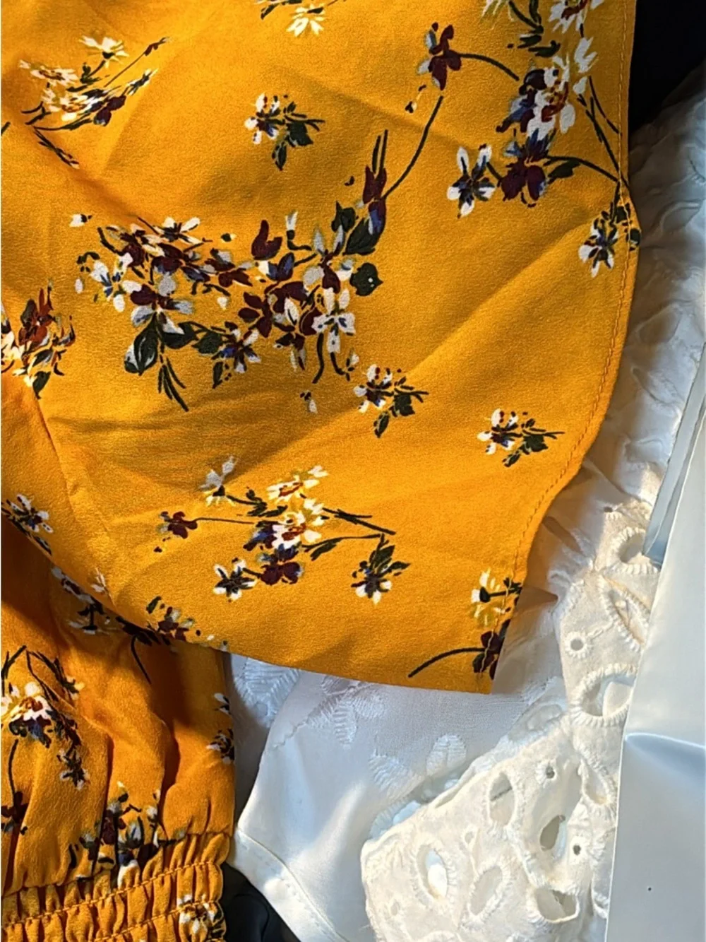 🆕 Floral Mustard Midi Dress with V-Neck and Smocked Waist size 2X NWOT - Picture 7 of 13